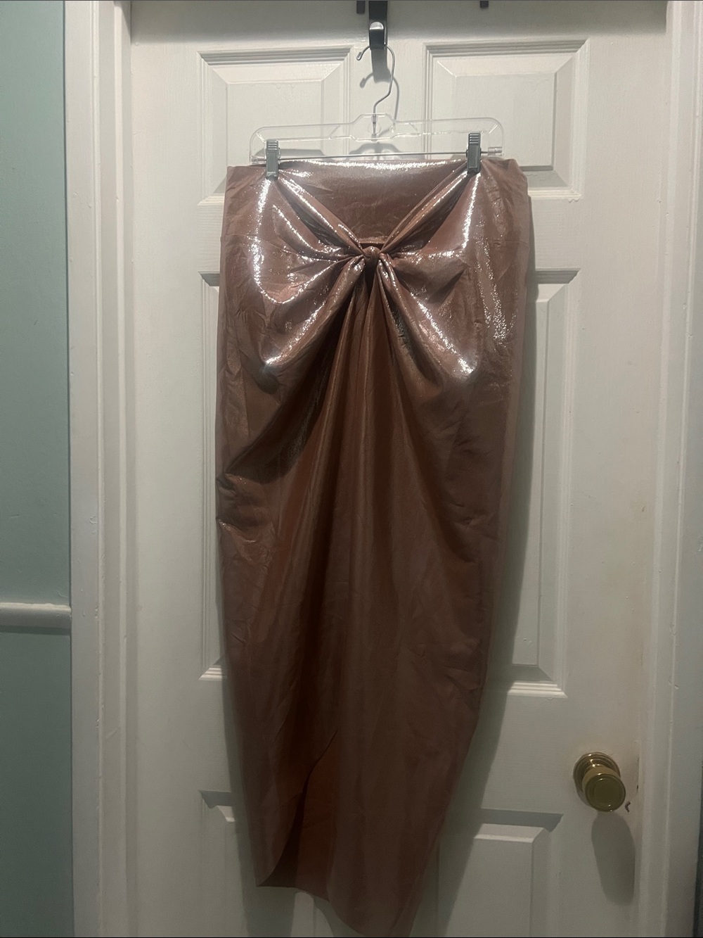 SKIMS Shiny Knot-Front Maxi Sarong in Cinnamon